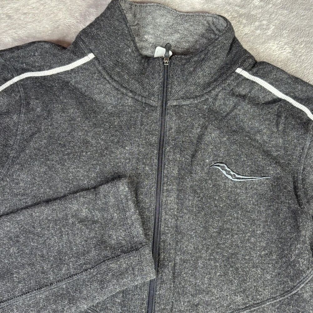 Saucony Pullover Mens Medium‎ Gray Quarter Zip Wool Blend Running SA81023-BK